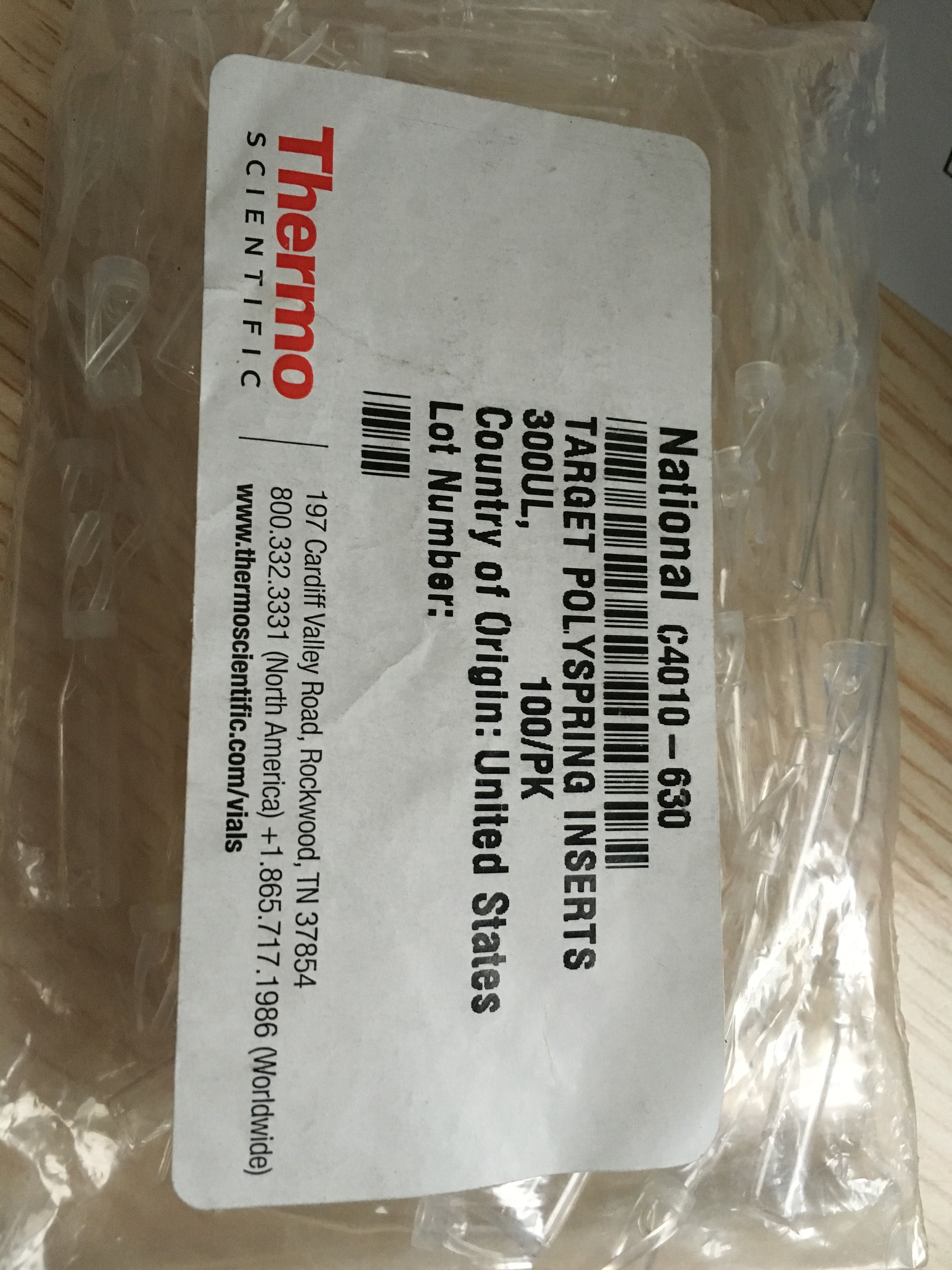热电Themo样品瓶内插管 C4010-630 300uL 100/PK 原装