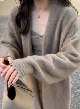 慵懒风过衣膝中长款针织开衫女春XYE秋款薄小个子20软25新款糯毛