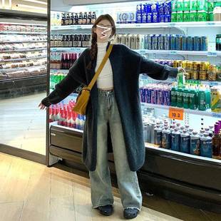 厚中长毛衣外套女秋冬2024年款宽C33MG701松慵懒风针款织开衫长新