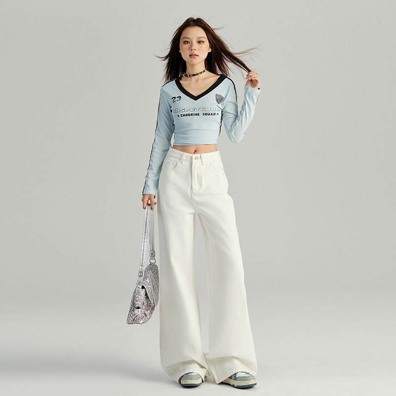 白色腿牛仔裤女春秋2025新高腰款垂C249271阔感宽松显瘦裤拖地直,个性定制/设计服务/DIY,牛仔服饰加工定制,淘宝优惠券,粉丝福利购,淘宝优惠卷