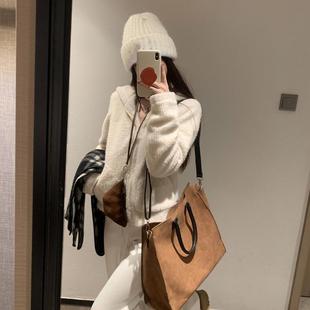 202新款韩系秋白色CAM46727连帽针5织开衫毛衣套女冬季修身短款外