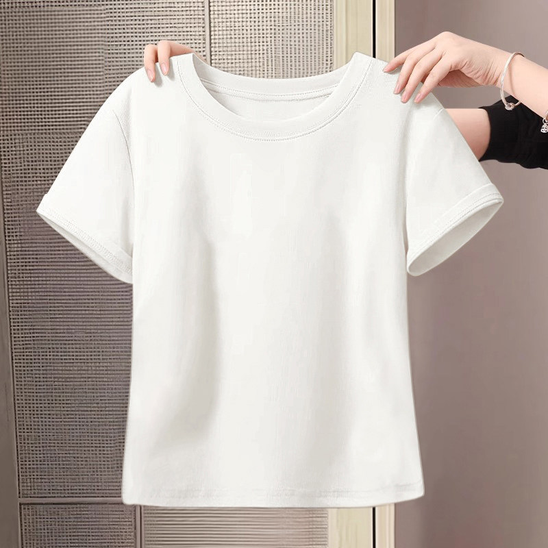 白色高腰显瘦纯棉短袖t恤女2026夏季新款高级感减龄短款上衣ins潮