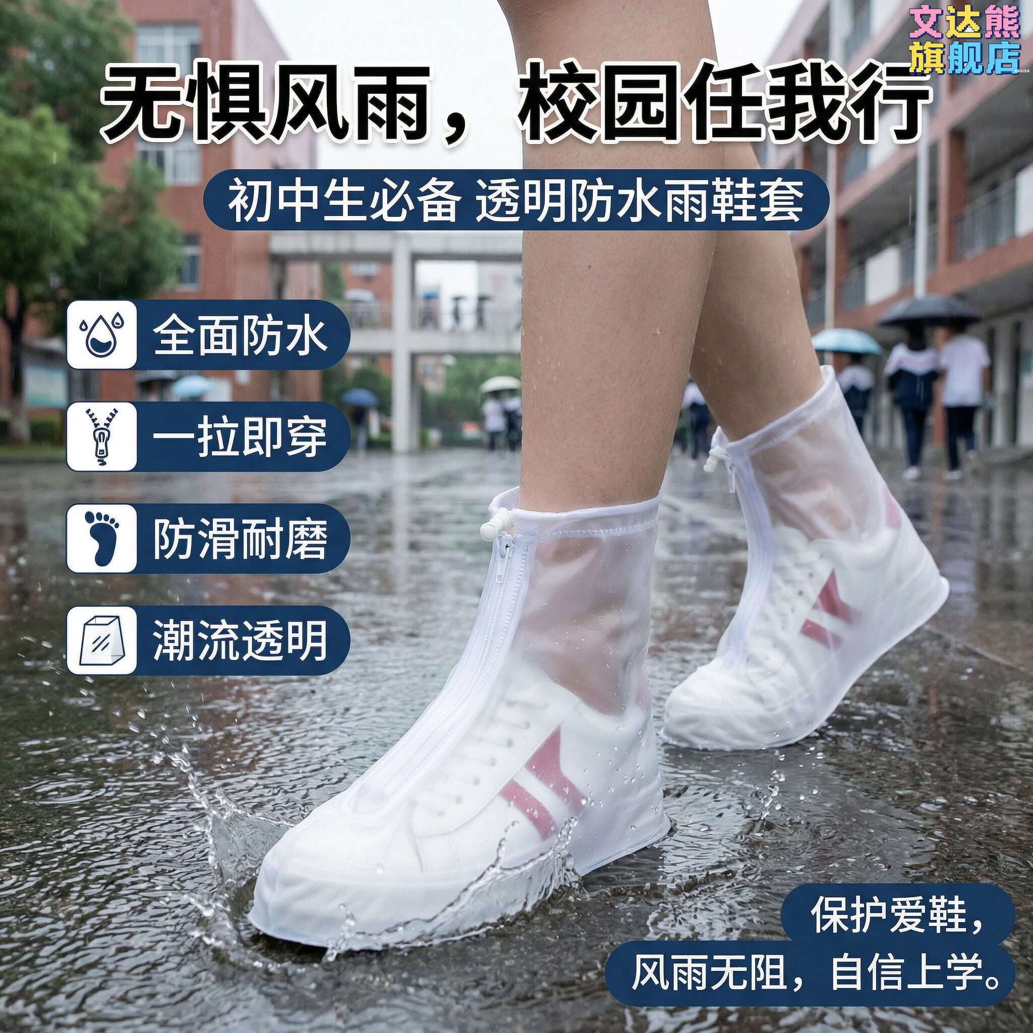 雨鞋套初中生外卖骑手专用女士暴雨防水防滑加厚耐磨雨天外穿成人图片