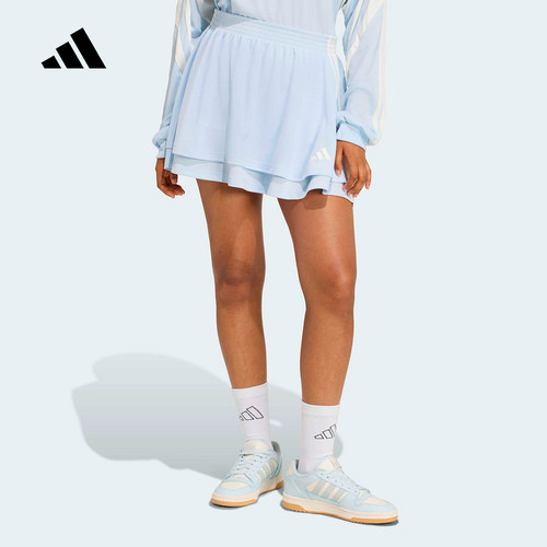 adidas阿迪达斯足球风半身裙元气轻活风叠层休闲短裙小黑裙JY7632
