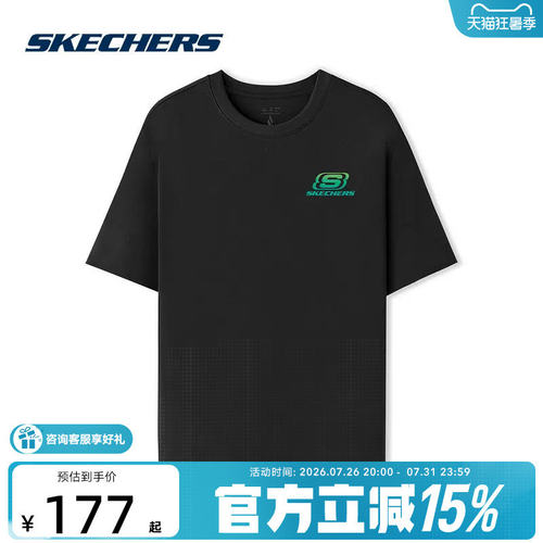 Skechers斯凯奇夏新款男女同款休闲运动短袖T恤衫L225U151/0018