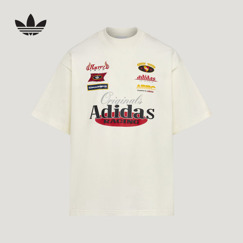 adidas阿迪达斯三叶草男赛车风宽松休闲运动短袖T恤上衣 LD6517