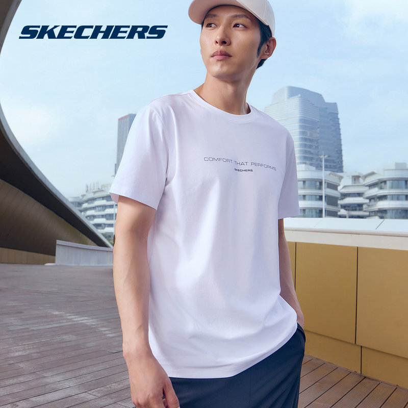 Skechers斯凯奇2026夏季男士舒适运动短袖休闲针织T恤衫 P226M089图片