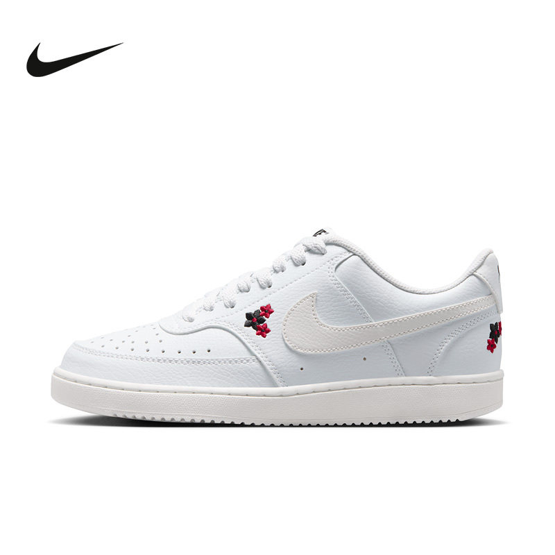 NIKE耐克女鞋court VISION刺绣花朵复古篮球鞋休闲板鞋IV5530-100