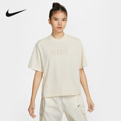 Nike耐克女子新款休闲针织印花透气宽松短袖运动T恤II0446-047