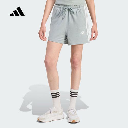 adidas阿迪达斯三条纹棉质高腰基础款五分裤夏女针织短裤 JD0908