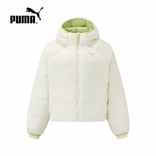 PUMA彪马冬季新款女子休闲运动保暖夹棉服短款连帽外套635731-87