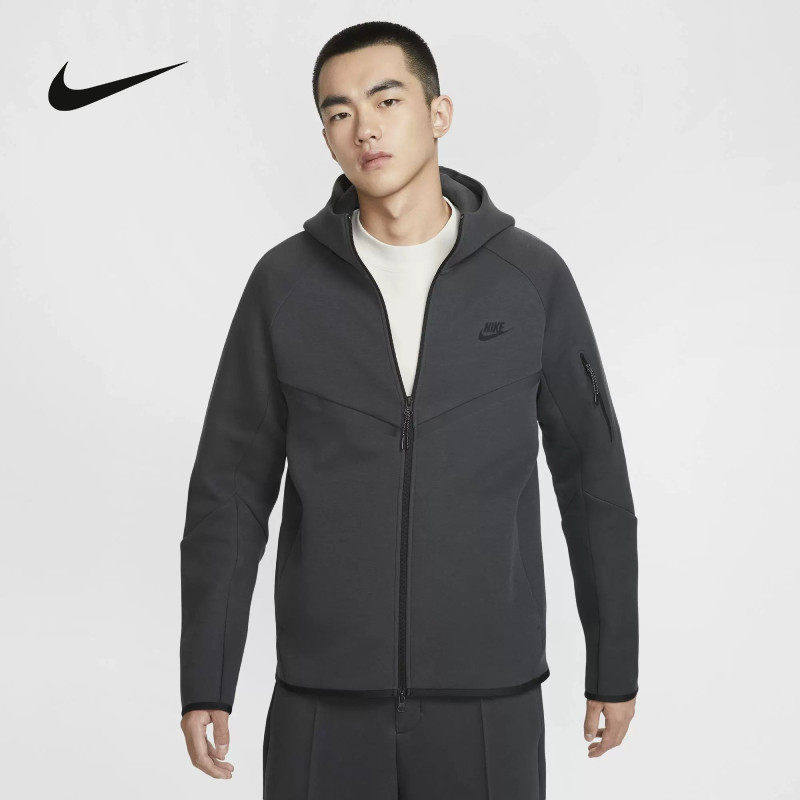NIKE耐克连帽外套男装春新款运动服黑色跑步针织夹克HV0950-010