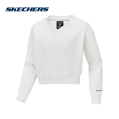 Skechers斯凯奇春新款柔软V领舒适简约时尚女卫衣 P125W049/02NM
