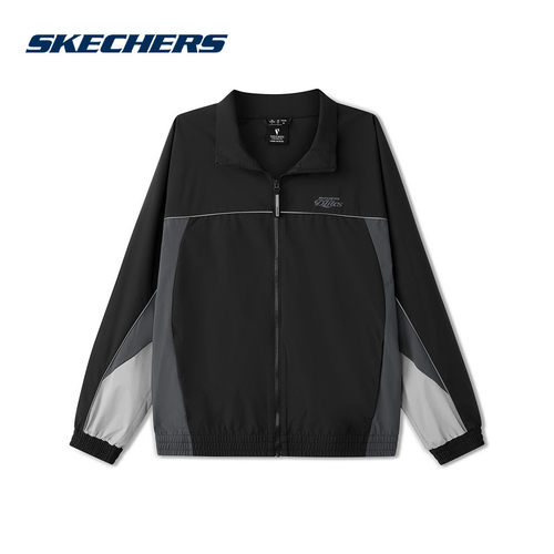 Skechers斯凯奇2026夏男休闲舒适翻领撞色时尚梭织外套 L326M001