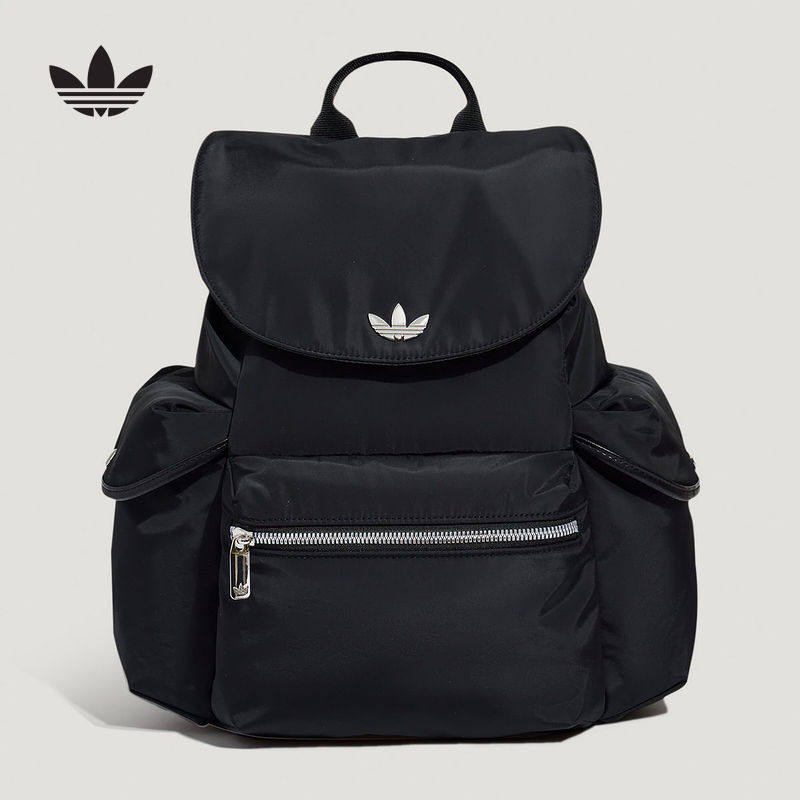 adidas阿迪达斯三叶草女抽绳翻盖立体侧袋实用运动双肩包LD6375