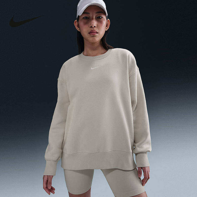 Nike耐克女款卫衣春秋季时尚Oversize风加绒圆领运动衫FZ4271-104