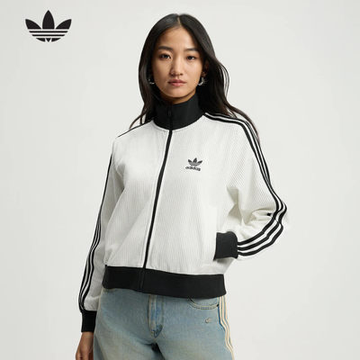 adidas阿迪达斯三叶草短款上衣夹克秋女KNIT TT针织外套 KC2649