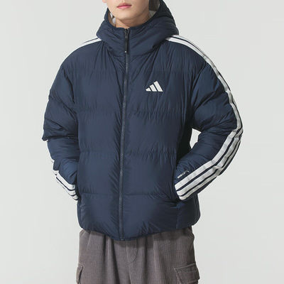 adidas阿迪达斯三条纹双面穿连帽羽绒服秋冬装男短款夹克KC2491