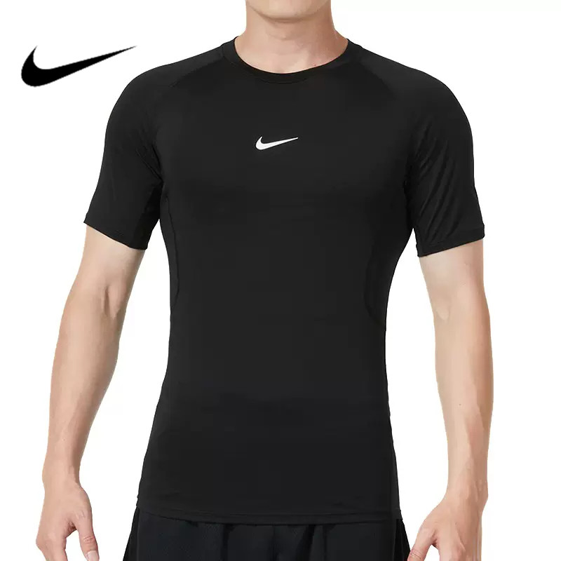 Nike耐克男健身紧身上衣跑步速干透气短袖运动小勾T恤FB7933-010