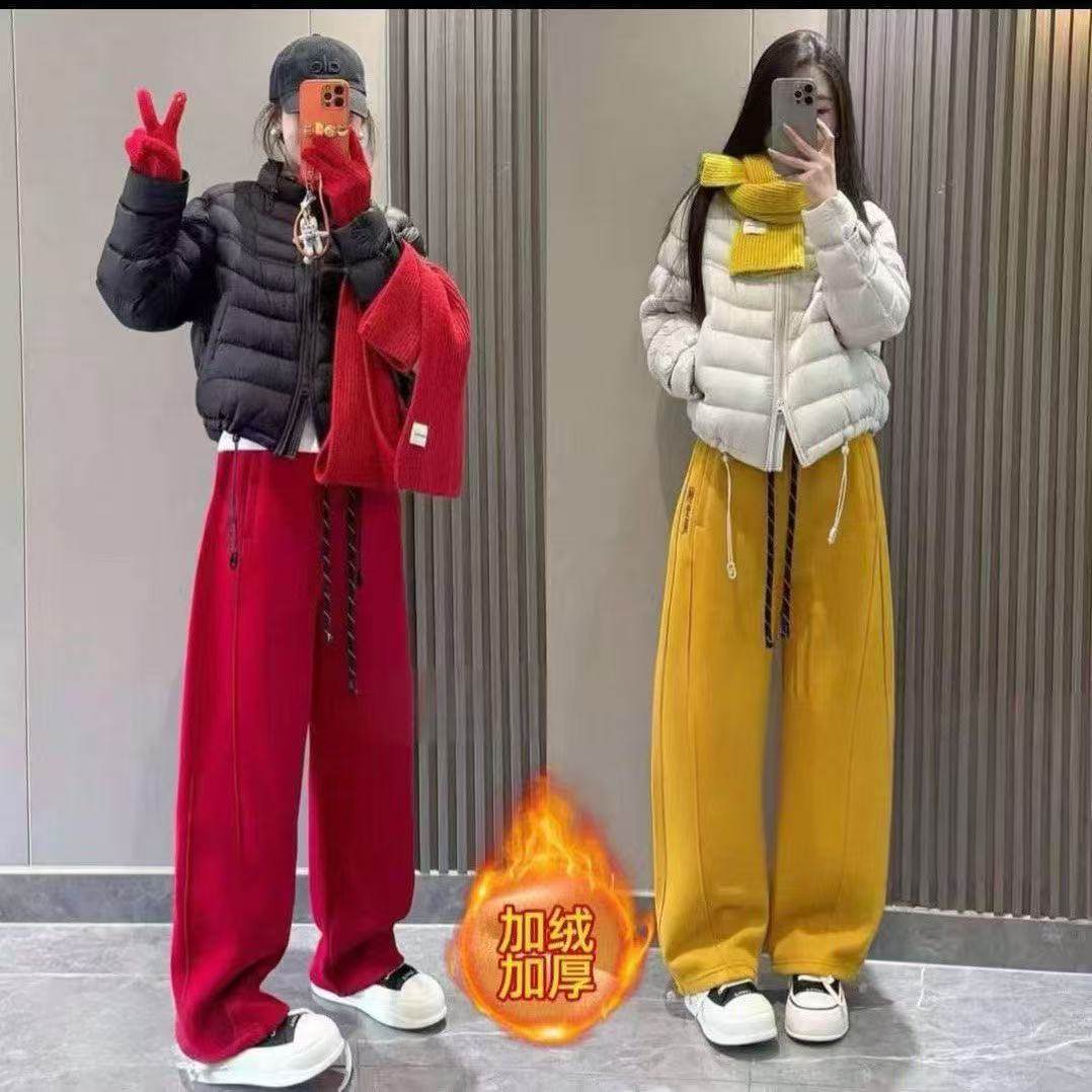 暖心2.0新年鸿运裤 女士冬季新款暖心阔腿裤加绒加厚刺绣弯刀裤,女装/女士精品,时尚抓绒裤,淘宝优惠券,粉丝福利购,淘宝优惠卷