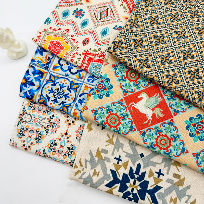 新国潮元素印花布头桌布布艺加密棉麻布料长方形餐桌布装饰茶几布,居家布艺,桌布,淘宝优惠券,粉丝福利购,淘宝优惠卷