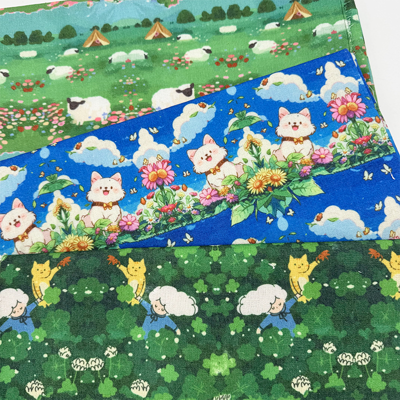 DIY卡通童话元素桌布布艺加密棉麻布料长方形餐桌布装饰面料diy布