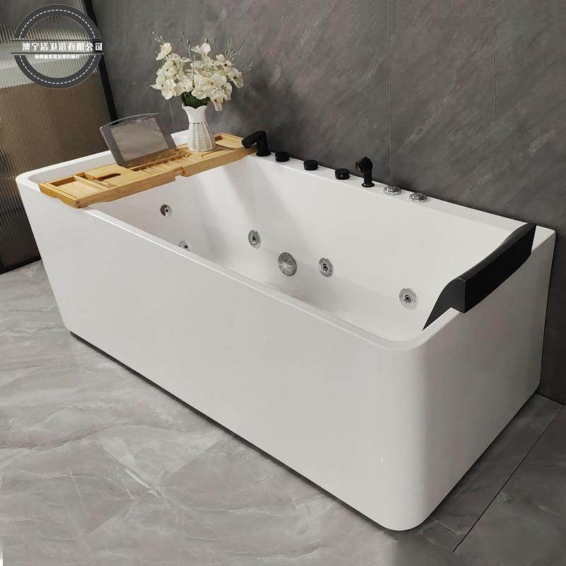 澳宁洁方形冲浪按摩浴缸 亚克力浴缸 小户型家用独立式恒温控制板