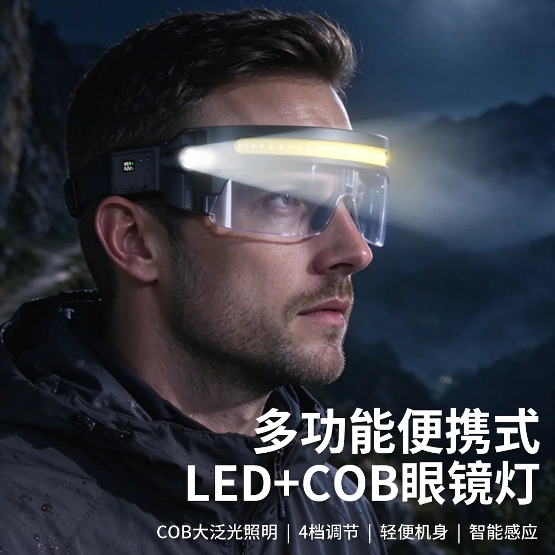 眼镜头灯USB充电护目工作灯户外骑行夜钓便携感应强光头灯ZF