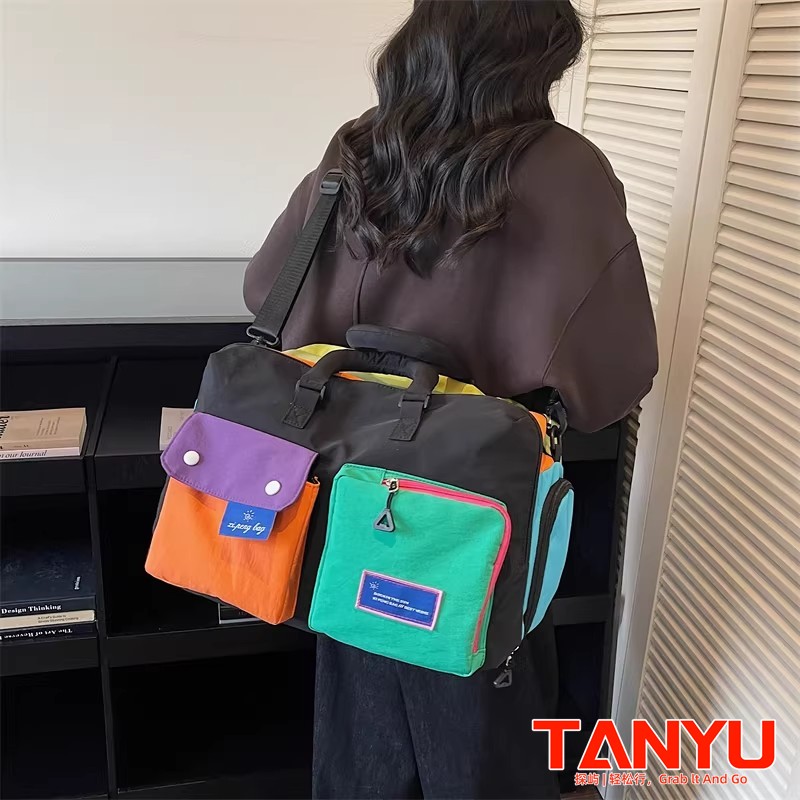 【探屿】多巴胺配色大容量旅行包手提袋行李包女出差短途运动YY