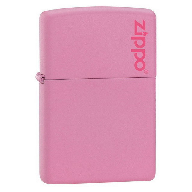 ZIPPO之宝防风煤油打火机粉色哑漆商标标志238ZL