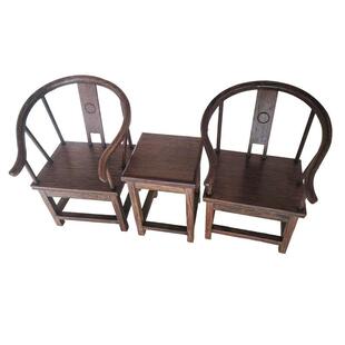 红木工艺品摆件中式微型家具模型鸡翅木仿古典小家具餐圈椅