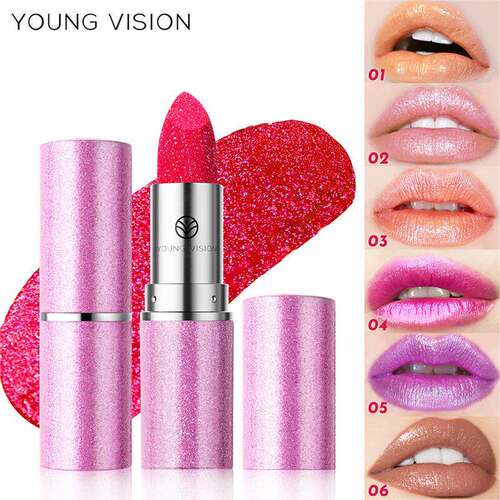 6 Colors Chameleon Glitter Lipstick6色变色龙浮雕多用口红眼影