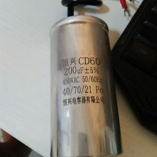 铝壳CD60型200uF450V代替250V电动机启动电容器