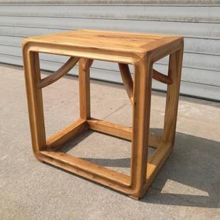 新中式实木方凳北方老榆木现代简约客厅家用矮凳换鞋凳茶室小凳子