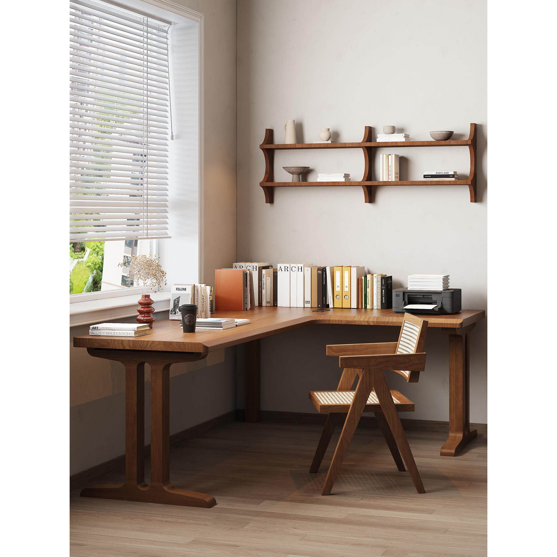 实木转角书桌电脑桌家用学习桌写字桌办公桌L型长条桌卧室工作台