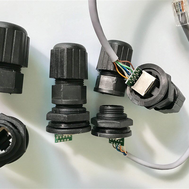 M25面板式带PCB电路板焊接的RJ45以太网室外ap网络网线防水连接器