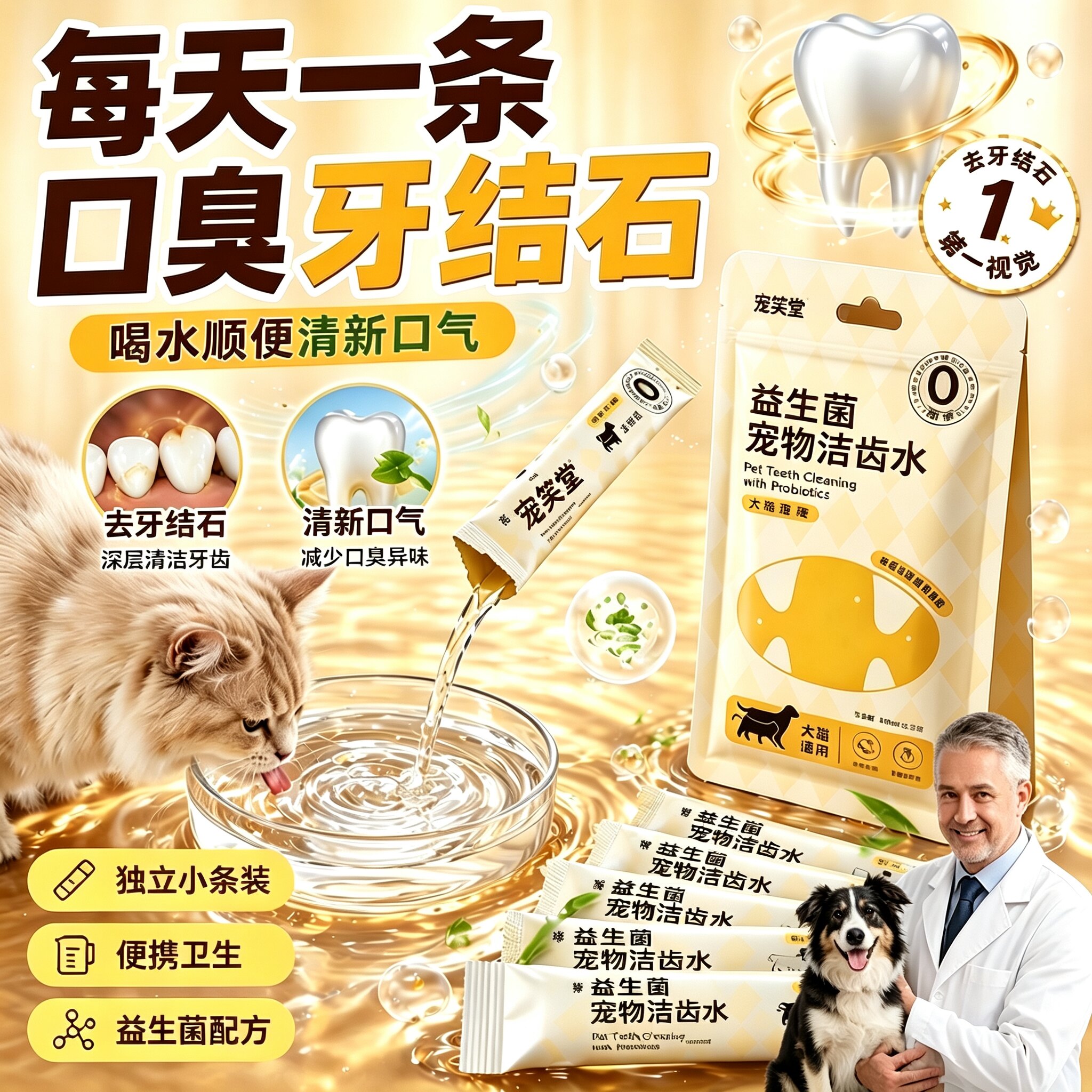 宠物洁齿水猫咪狗狗漱口水口腔清洁去除口臭淡化牙结石无需刷牙