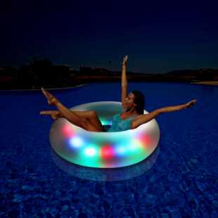 pvc充气LED灯光泳圈浮排发光沙滩球电子可拆卸现货销售