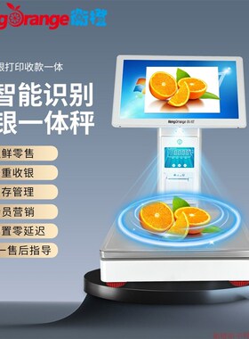 AI称重收银一体机智能识别电子秤麻辣烫水果店超市双屏商业收款机