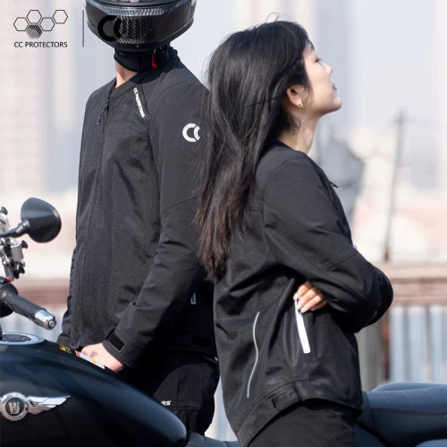 CC摩托车骑行服轻风夏季网眼机车服男透气防摔女护甲衣CE2级休闲