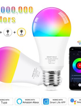 Tuya涂鸦WiFi智能灯泡E27 RGB LED灯zigbee可调光暖白色夜灯