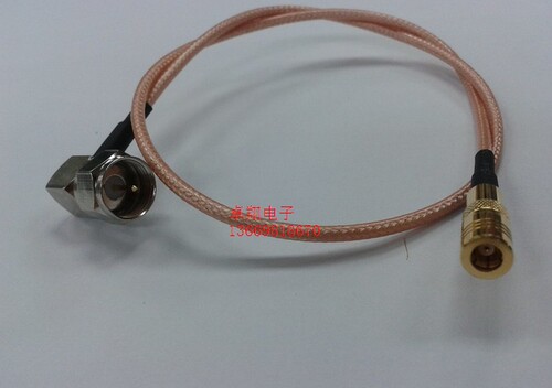 SMB母头转F公弯头射频RF同轴信号线RG179镀银高频线30CM 50欧姆