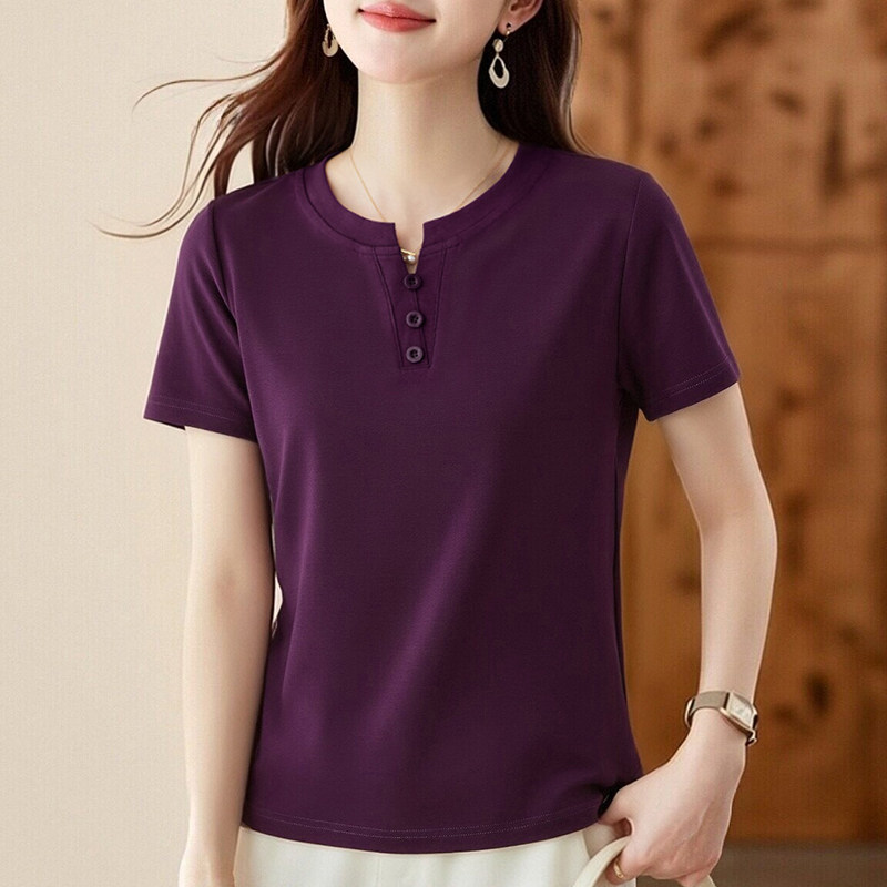 GCMUSCLE亨利领短袖t恤女2026夏季新款爆款纯色半袖修身正肩上衣