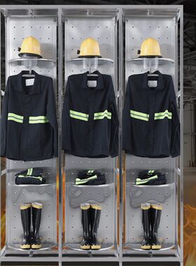 不锈钢消防服衣架救援服装备架双面战斗服架旋转防化服衣帽摆放架