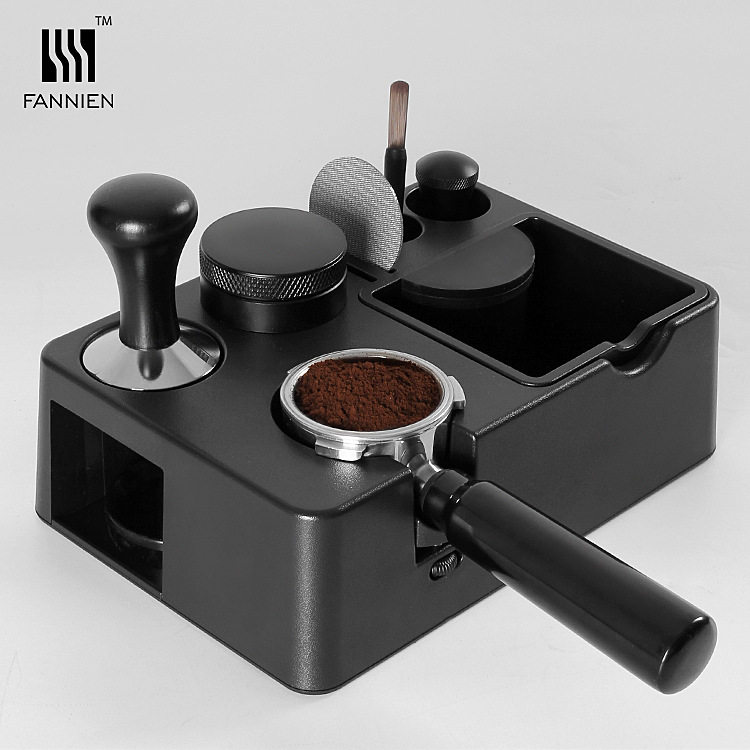 咖啡压粉器布粉器底座带渣盒多功能手柄支架 咖啡器具收纳盒套装