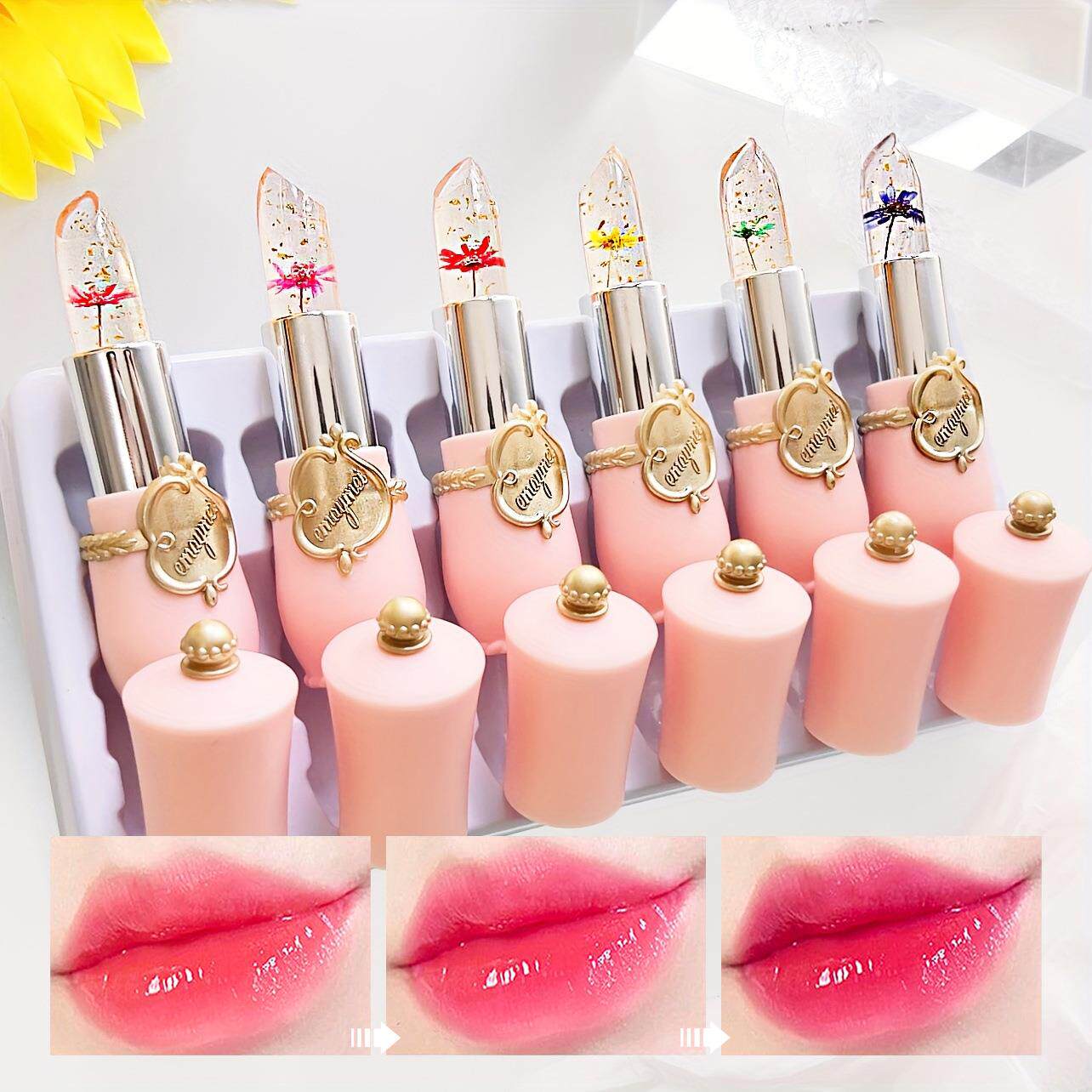 6Pcs Crystal Jelly Color Changing Lipstick 果冻变色口红6支