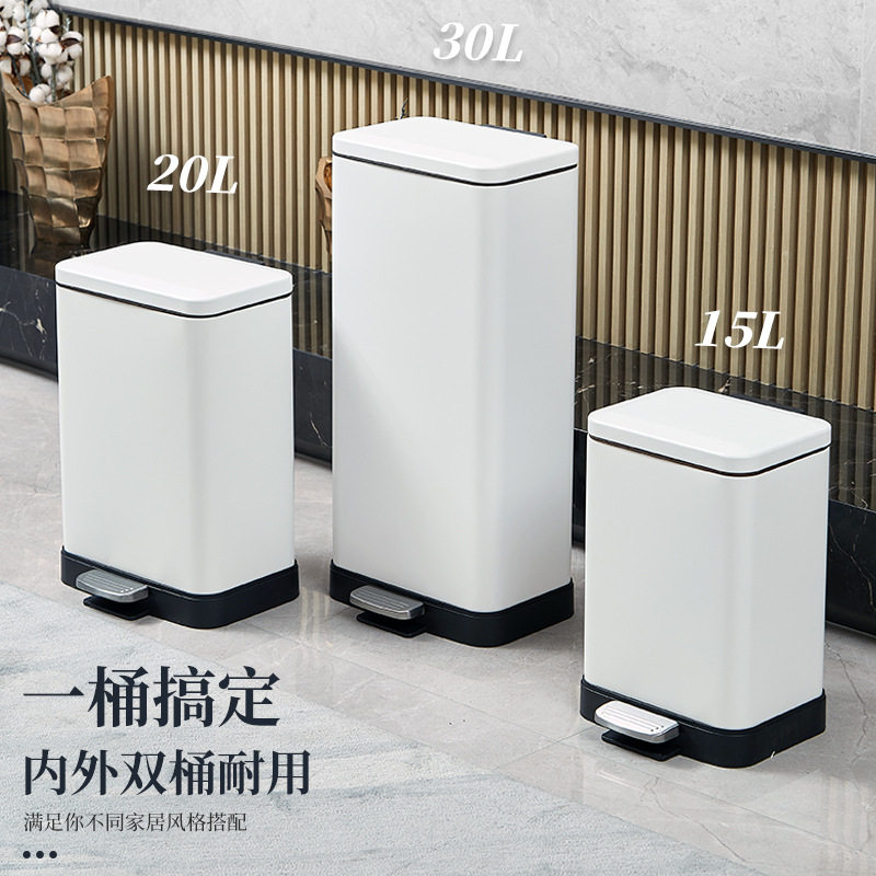 脚踏式大容量不锈钢垃圾桶商用酒店厨房户外缓降翻盖垃圾桶批发
