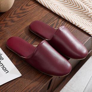 春秋四季家居头层小羊皮拖鞋女家用室内木地板包头居家皮拖鞋厂家