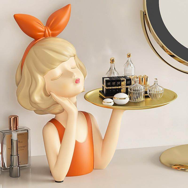 蝴蝶结女孩托盘玄关摆件鞋柜客厅桌面卧室钥匙收纳家居软装饰品,家居饰品,装饰摆件,淘宝优惠券,粉丝福利购,淘宝优惠卷