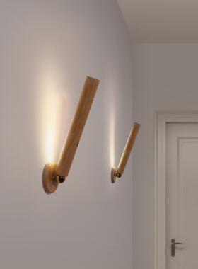 实木旋转壁灯创意简约USB小夜灯走道灯楼道氛围灯360度转感应夜灯